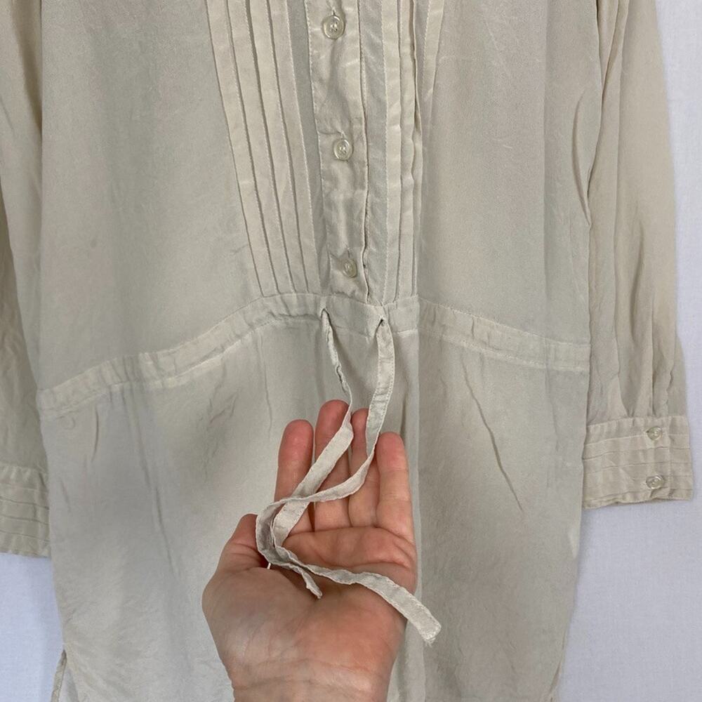 4 Love Liberty Johnny Was Silk Tunic Top Large Beige Sheer Beach Boho Peasant - Picture 4 of 15